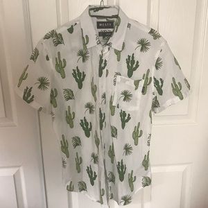 cactus cacti button front short sleeves blouse